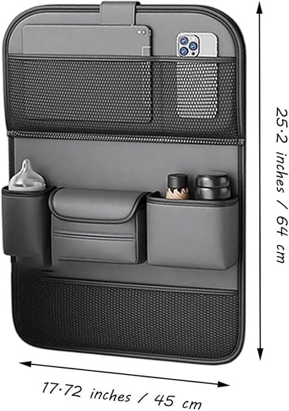 Car Backseat Organizer Storage Bag with Foldable Table Holder Waterproof Protector for Toddlers Kids Adults Business Road Trip Travel Accessories