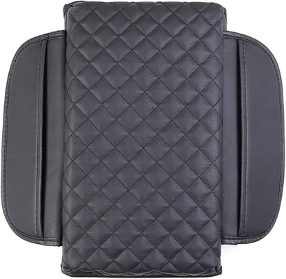 Leather Center Console Lid Cover,Seat Armrest Pad，Armrest Arm Rest Cushion,Center Console Armrest Cover for Tesla Model 3/Y (with Side Pockets)