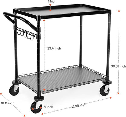 WDT 680Lbs Capacity Heavy Duty Rolling Utility Cart, 2 Tier Rolling Carts