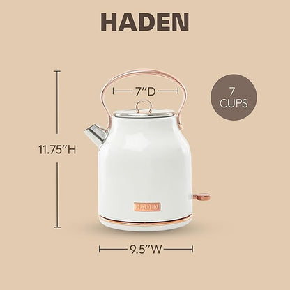 Haden Heritage 1.7 Liter Stainless Steel Electric Kettle, Hot Water Kettle