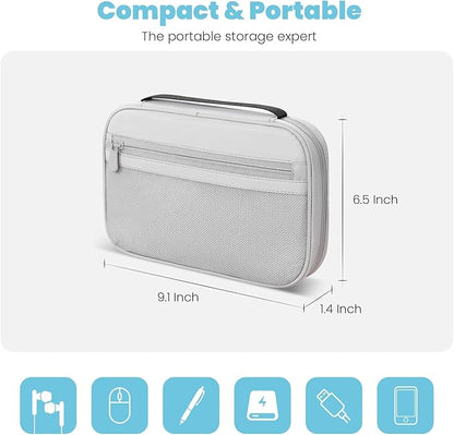 Electronics Organizer Bag, Portable Cable Organizer Case Travel Electronic Accessories Storage Case - Travel storage bag for Cables, Chargers, Phone, SD Cards - Grey
