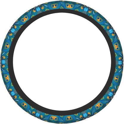 Peacock Feather Painting Universal Fit Steering Wheel Cover for Car, Truck, and SUV, Durable Steering Wheel Protection