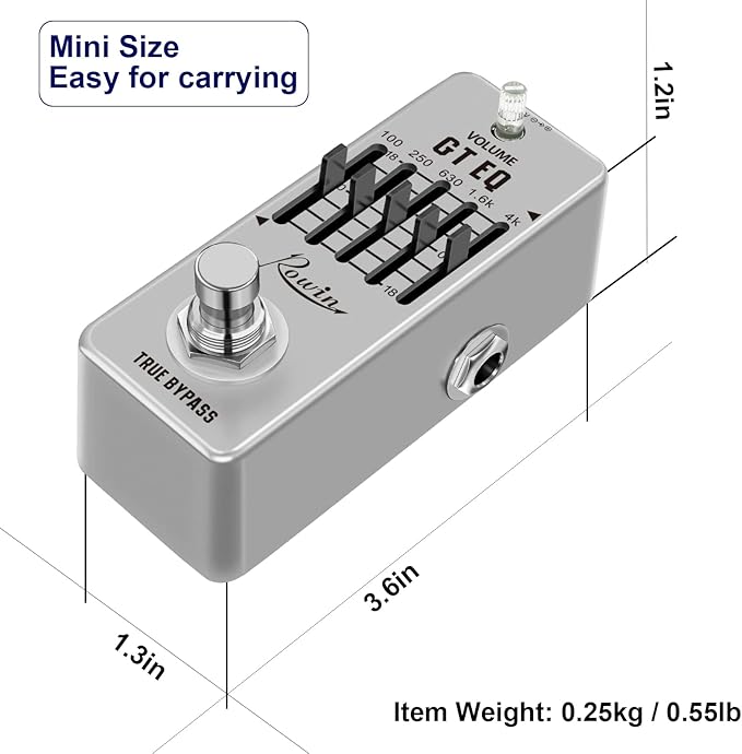 Rowin Guitar Equalize Effect Pedal EQ Add or Take Away Specific Bands Tune
