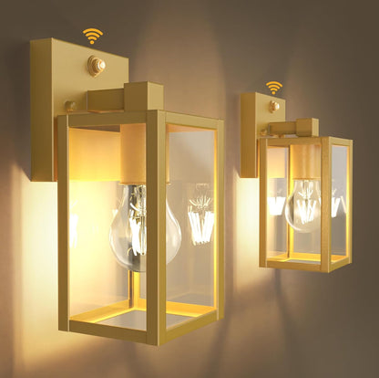 PARTPHONER Dusk to Dawn Outdoor Light Fixtures, 2-Pack Sensor Porch Lights, Waterproof Exterior Wall Sconce Lighting Lamp, Waterproof Wall Lantern for House, Doorway, Garage (Gold)