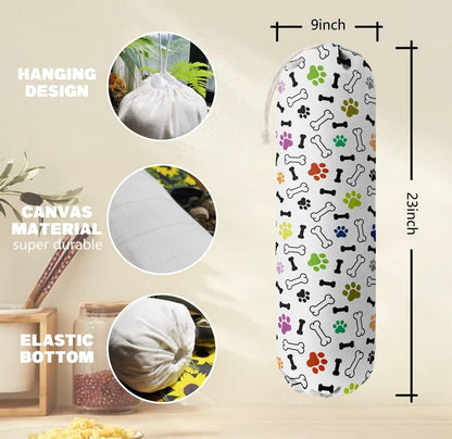 Dog Pattern Grocery Bags Holder & Organizer - Wall Mount Plastic Bags Storage Dispensers - Perfect For Shopping, Kitchen, Home & Gifts