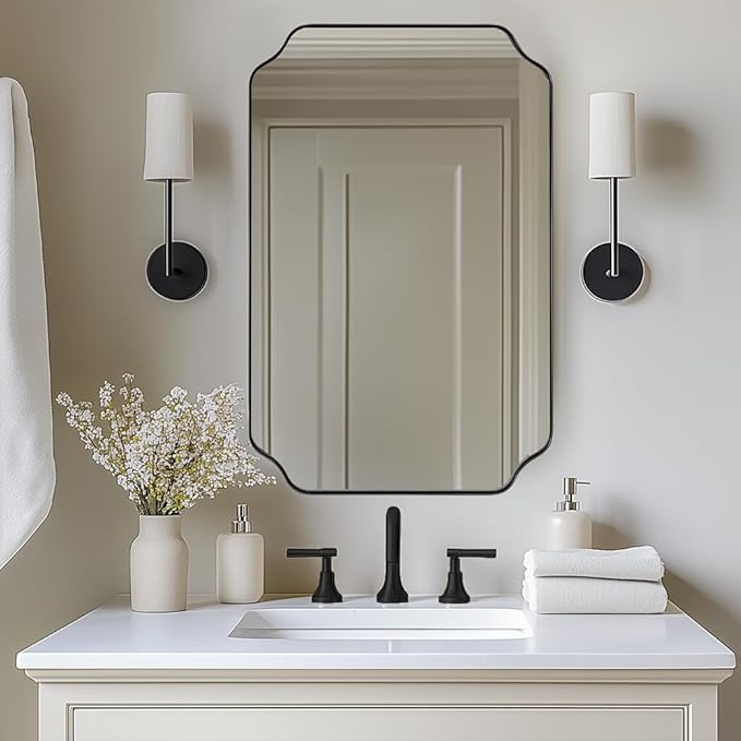 ANDY STAR Bathroom Vanity Mirror, 24x36 Inch Matte Black Mirror, Modern