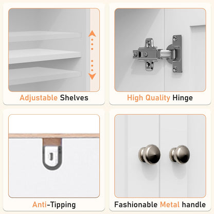 Over The Toilet Storage Cabinet, Behind Toilet Bathroom Organizer with Adjustable Shelves, Above Toilet Organizers with Barn Door, Space Saver for Restroom, Bathroom, Laundry