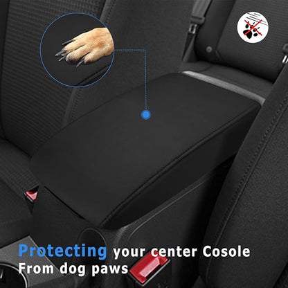 INTGET Car Center Console Armrest Cover for VW Volkswagen Jetta Accessories 2012 2013 2014 2015 2016 2017 2018 Middle Arm Rest Seat Box Cover Elbow Cushion Pad (Black, 2012-2018 B Version)
