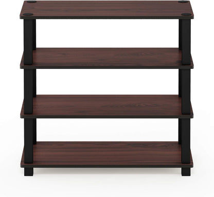 Furinno Turn-S-Tube 4-Tier Shoe Rack, Dark Cherry/Black