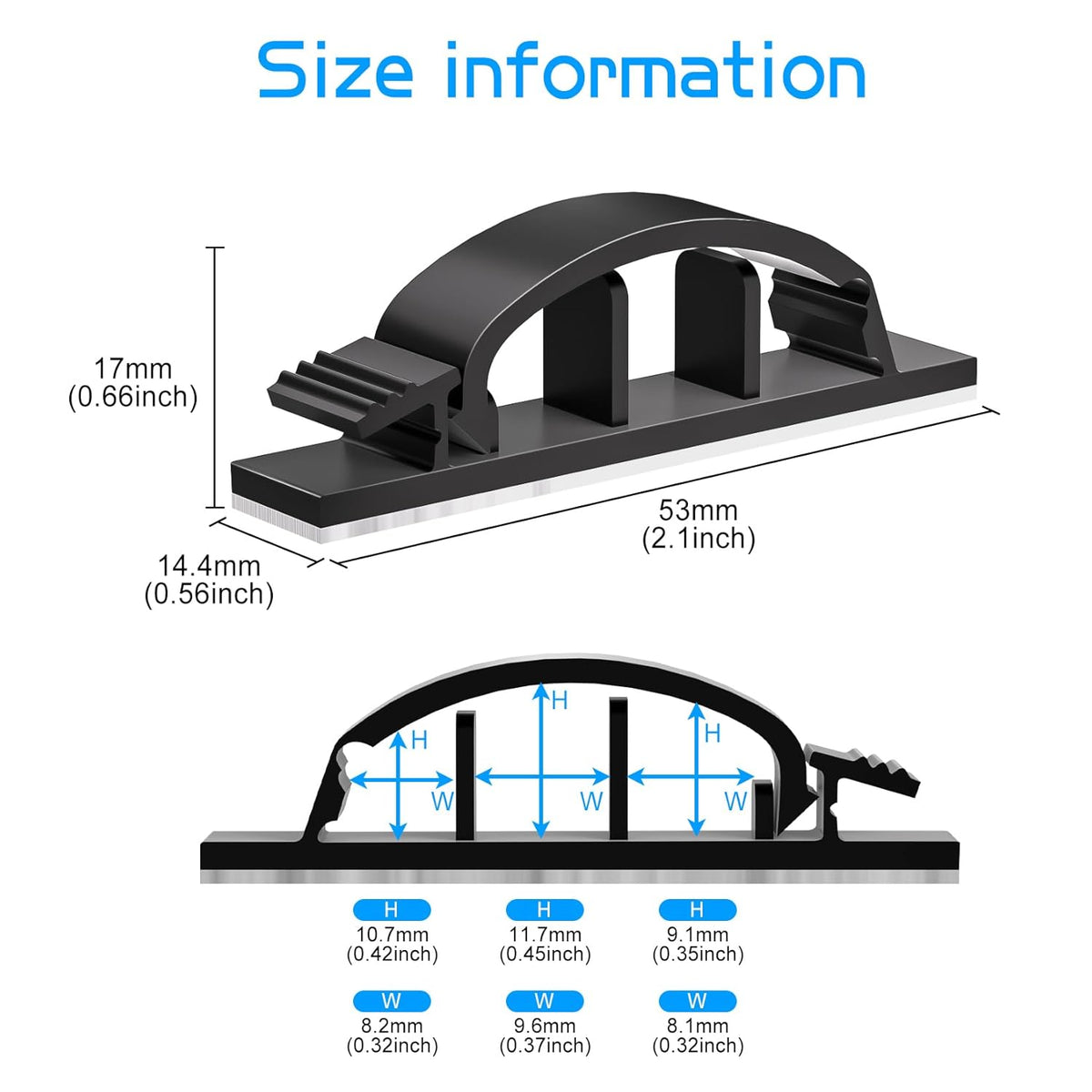 XHF 50pcs Adhesive Cable Wire Clips Black, Outdoor Cable Management Wire Organizer Cord Holder for Under Desk, Car, Wall, TV PC Ethernet Cable
