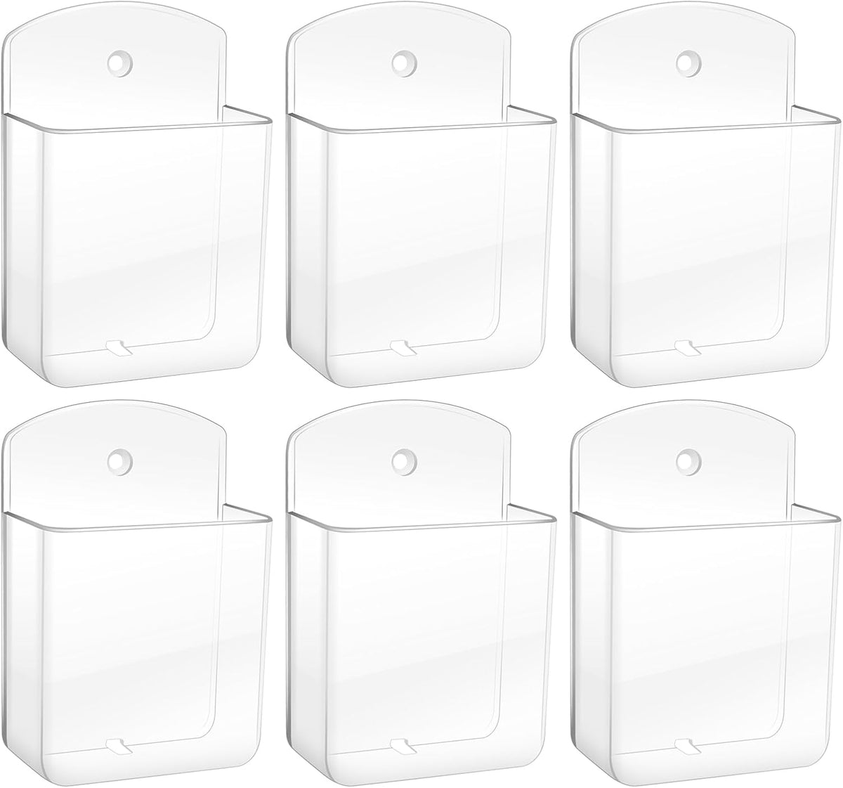 6 PCS Remote Control Holders Wall Mount, Self Adhesive TV Air Conditioner Remote Control Holder, Wall Mount Storage Box Organizer Wall Pen Holder Storage for Home Office School (Transparent)