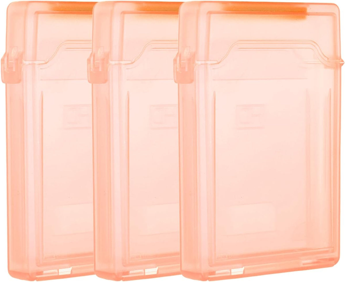 PATIKIL 4.5" x 3.2" Hard Drive Disk Case, 3Pcs Plastic Hard Disk Storage Box Portable Anti-Static Case for 2.5" External SSD HDD, Orange