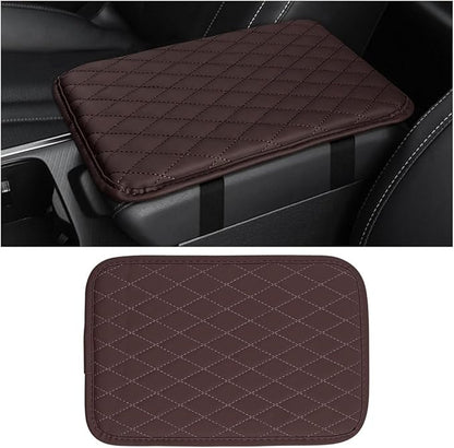 Car Center Console Cover, Leather Memory Foam Vehicle Arm Rest Cushion Pad, Waterproof Automotive Interior Armrest Seat Box Protector Accessories, Universal for SUV, Sedan, Truck (Coffee)
