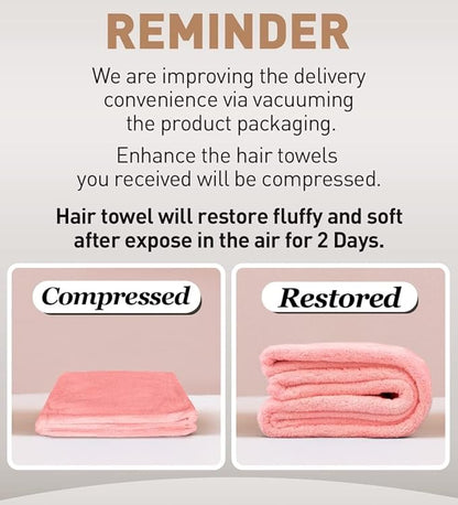 Hicober Microfiber Hair Towel, 3 Packs Hair Turbans for Wet Hair, Drying Hair Wrap Towels for Curly Hair Women Anti Frizz (Pink,Blue,Purple)