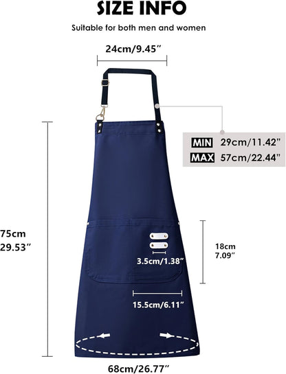 Lisianthus 2 Pack Adjustable Bib Aprons for Women with Pockets, Men's Kitchen Cooking Apron