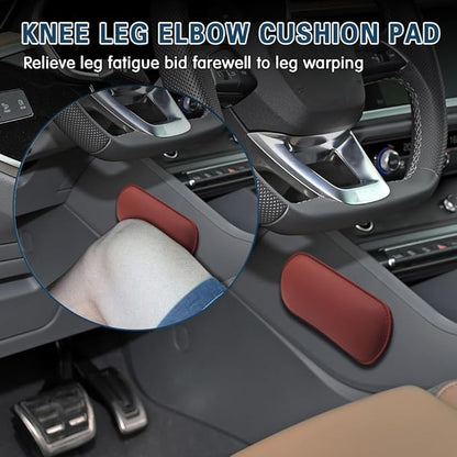 2PCS Car Door Armrest Pads, Soft Leather Car Armrest Cushion with Memory Foam, Comfortable Auto Center Console for Leg Elbow, Elbow Pads Interior Accessories Fit Most Vehicles (Volcanic Red)