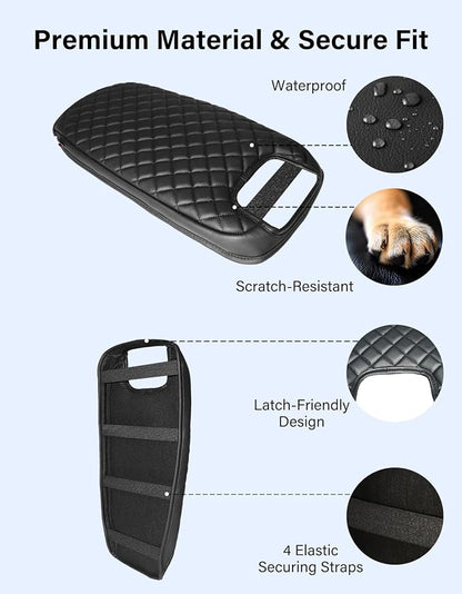 Center Console Armrest Cover for 1999-2007 Ford F250 F350 F450 F550 Super Duty Accessories & Ford Excursion, 2000-2008 F650, Vinyl Leather Middle Console Lid Protector (Fits Bucket Seat Console Only)
