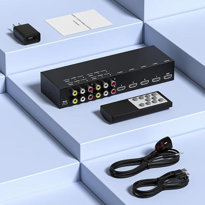 Azduou 4 AV Inputs + 4 HDMI 2.0 Inputs to HDMI Converter