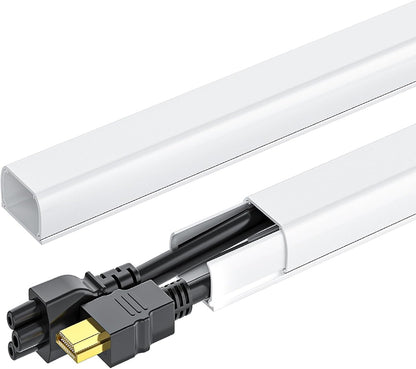 Yecaye 142in Wall Cord Hider for 2-3 Cords, On-Wall Cord Cover Channel, Cable Concealer, Cable Cover Cords Management for Home Office, W0.94in H0.47in, White