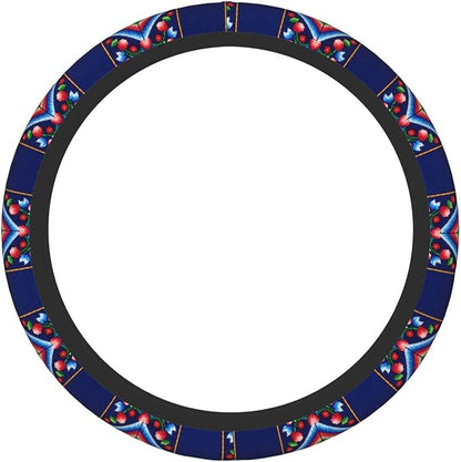 Norwegian Traditional Pattern Neoprene Steering Wheel Covers Women Men Car Accessories, Universal 15 Inch Fit Auto, Suvs, Truck