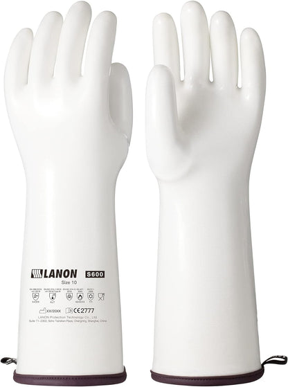 LANON 15" Liquid Silicone Heat Resistant Oven Gloves, Food Grade, CoralAir Liner, Waterproof, Extra Long, XL