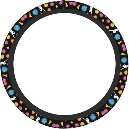 Neoprene Steering Wheel Cover Bullhorns-Pompoms-Cheerleaders Pattern Car Steering Wheel Cover Universal Fit for Most Cars