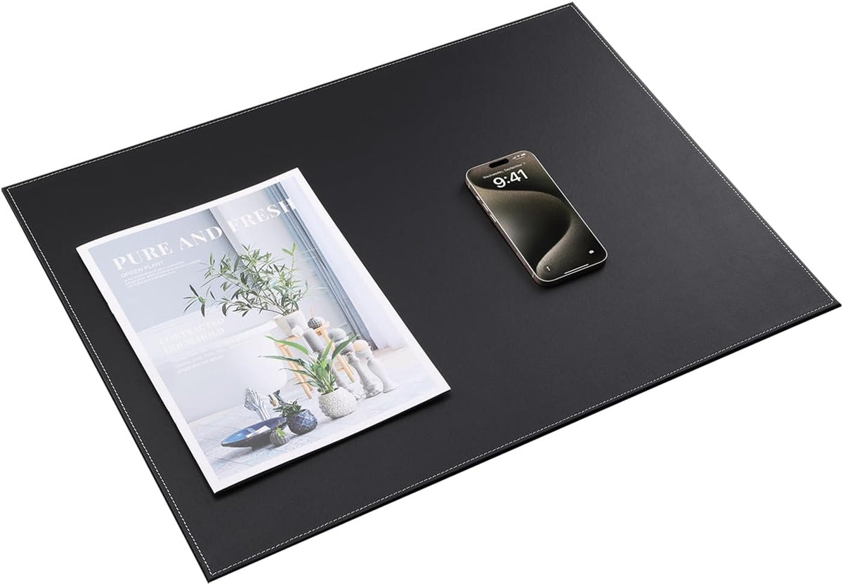KINGFOM Desk Pad & Mat 24" x 18" Protector Large Mouse Pad PU Leather for Desktops and Laptops (Black)