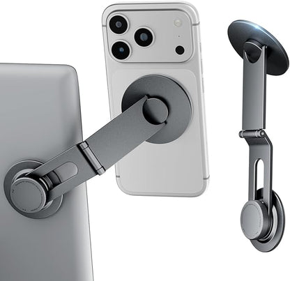 CloudValley Tesla Model 3/Y Phone Mount, Magnetic Car Metal Holder with Strong Magnet Power,【Foldable & Extendable Hidden Design】Tesla Screen Stand for 3/Y/S/X/Cybertruck, Designed for MagSafe iPhone