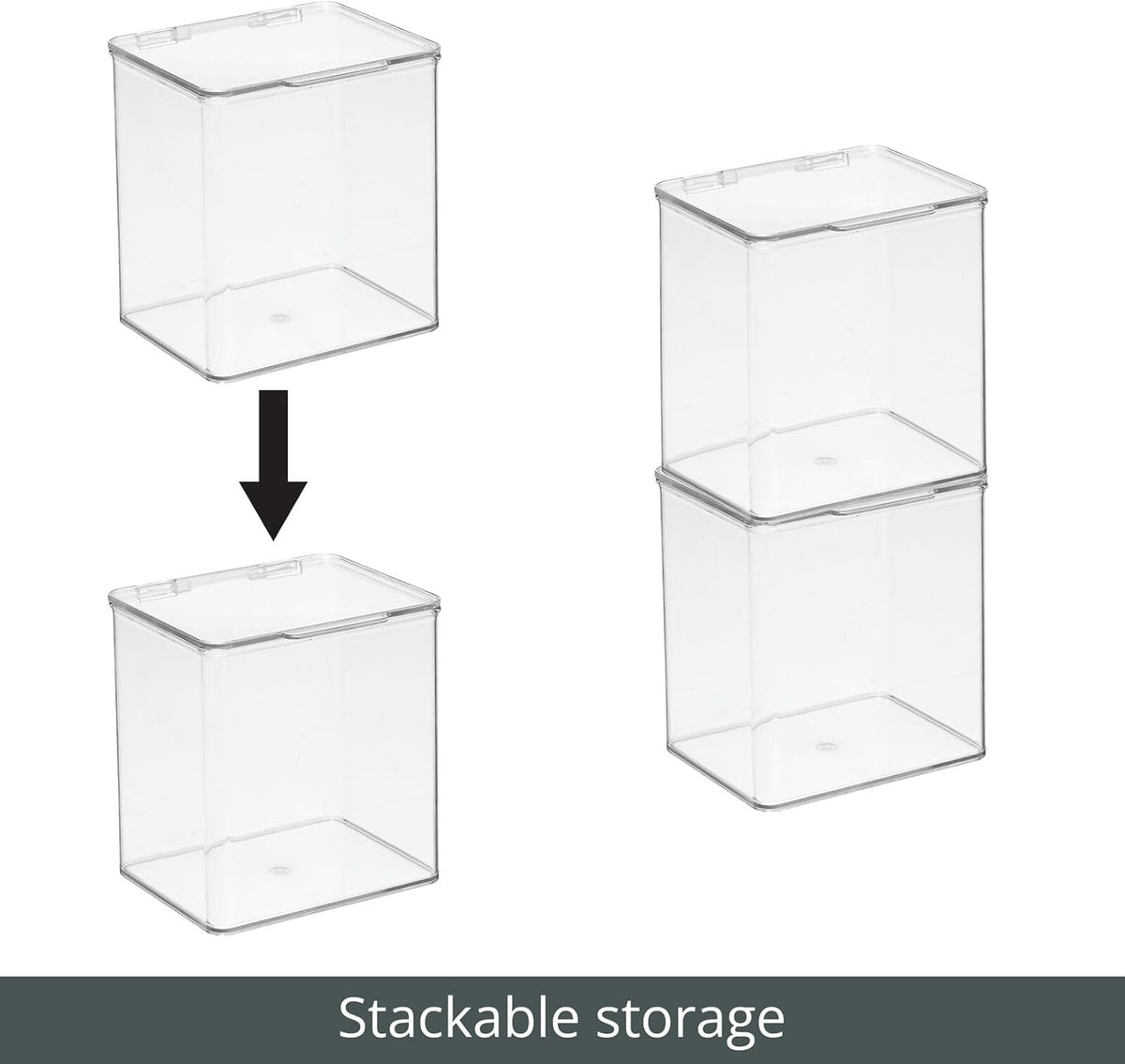 mDesign Kids Plastic Stackable Toy Storage Organizer Box Container with Hinged Lid for Storing Action Figures, Crayons, Building Blocks, Puzzles, Wood Construction Sets, Cars, 2 Pack - Clear