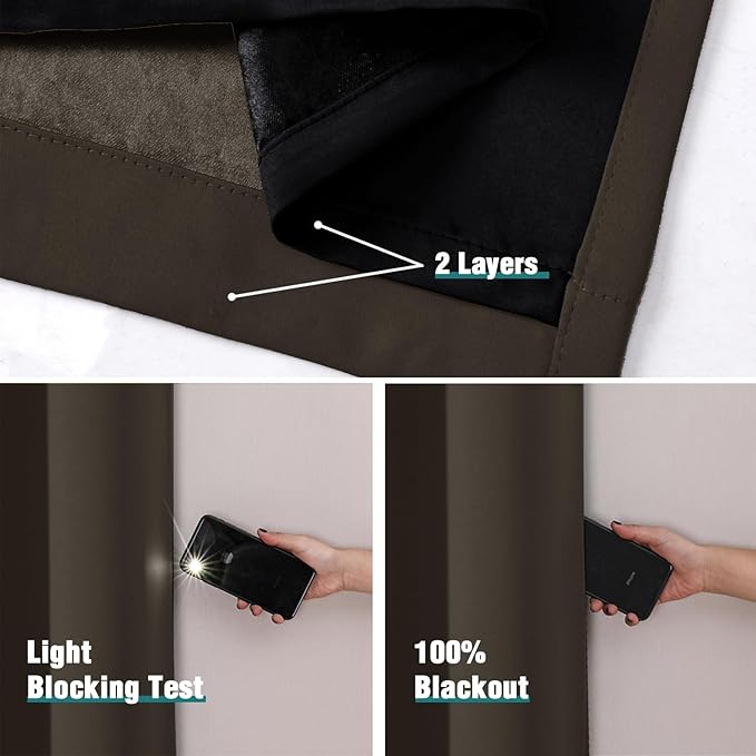 ChrisDowa 100% Blackout Curtains 78 inch Long
