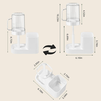 Toothbrush Holder with Cup/Cover Contains 2 Slots, Bathroom Counter Organizer for Electric Toothbrush, Toothpaste, Razors & Small Comb, Tooth Paste Holder for Home Hotel Countertop, White