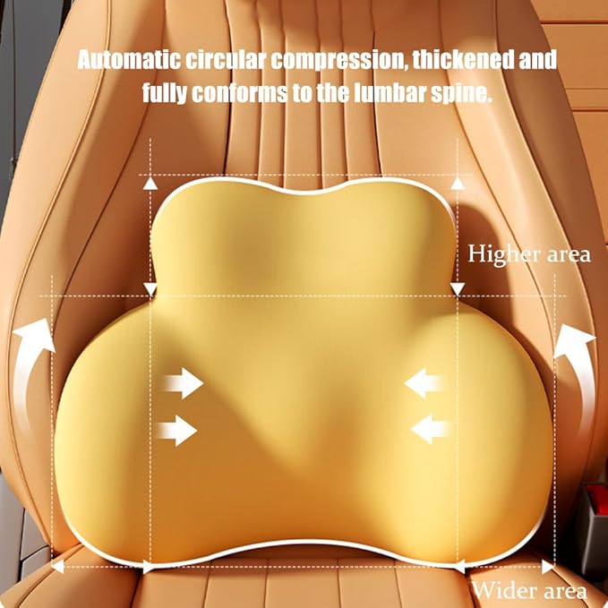 Car Lumbar Support Pillow for Fiat 500 500C 500E 2007-2021 2022 2023 2024 Memory Foam Back Support Cushion Breathable Car Seat Lumbar Pad Accessories,Beige