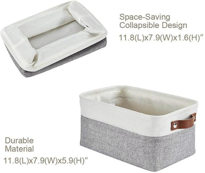 DECOMOMO Small Storage Basket, Closet Storage Bins, Baskets for Organizing Shelves (Grey & White, Small - 6 Pack)