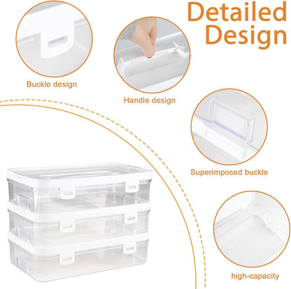 3 Pack of Cookie Cutter Storage, Handheld Transparent Cookie Cutter Organizer Storage with a Sticker and a Pen,Cover to Prevent Dust,Can be Used Alone or Hidden for Stacking