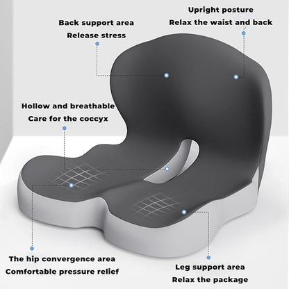 Back and Seat Cushion, Soothe+Cushion,Car Seats with Lumbar Support,Memory Foam Non Slip Skin with Back Support for Office Chair, Car (Dark Gray)