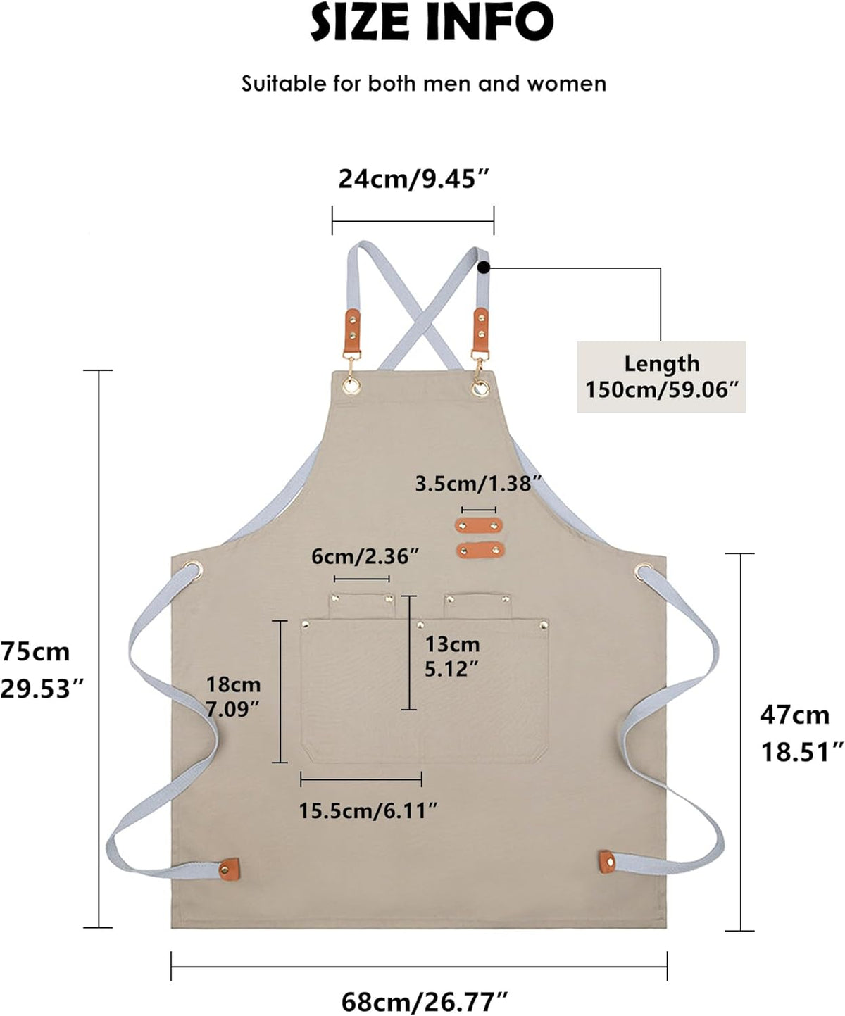Lisianthus 2 Pack Adjustable Bib Aprons for Women with Pockets, Men's Kitchen Cooking Apron