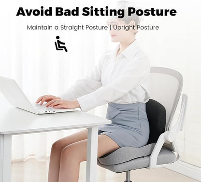 Back and Seat Cushion,Truck Seat Cushion for Long Driving,Ergonomic Non Slip Memory Foam Seat Skin with Back Support,L-Shaped Lumbar Support,Breathable & Machine-Washable,for Car,Office,Home