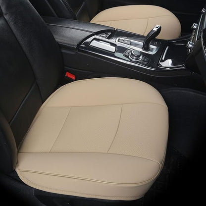 Luxury PU Leather Car Seat Cover Protector Front Car Seat Cover Seat Bottom Cover Single Seat Cover-Compatible with 90% Vehicles (Width 20.8× Deep21 × Thick 0.2 inch) (Beige)