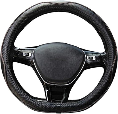 Mayco Bell Flat Bottom Steering Wheel Cover Anti-Slip,Safety,Soft,Breathable,Durable,Full Surround,Comfortable Grip Microfiber Leather (D Shape, Black Gray)
