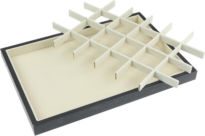 uxcell Velvet Jewelry Organizer Trays with Removable Dividers for Drawers, Jewelry Organizer Drawer Inserts Container Display Case 24 Grid Tray Black