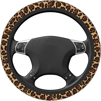 Leopard Print Steering Wheel Cover Neoprene Universal 15 Inches Car Steering Wheel Protector for Women Men