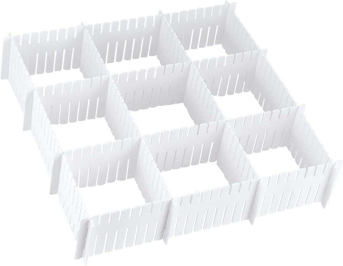72 Pieces DIY Plastic Grid Drawer Organizer, 12.6 Inch Plastic Grid Drawer Dividers, Plastic Adjustable Drawer Dividers Organizer for Sock, Underwear, Scarf, White