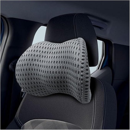 Ergonomic Memory Foam Car Neck Pillow with Adjustable Strap & Machine-Washable Cover - Long-Lasting Support for Long Drives & Office Uses(Darkgray)