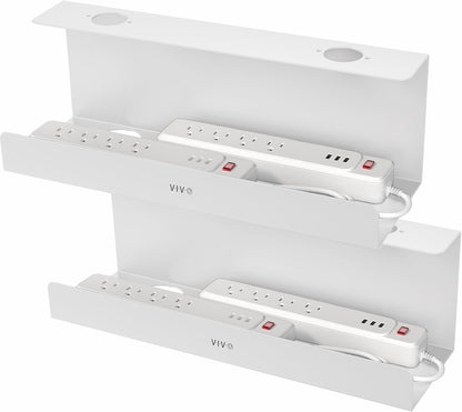 VIVO Under Desk 17 inch Extra Deep Cable Management Trays, Power Strip Holders, Cord Organizers, Wire Tamers for Office and Home, White, 2 Pack, DESK-AC16-2CW