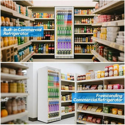 Commercial Display Beverage Fridge: 13.8 Cu Ft Upright Cooler