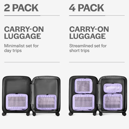 Aerotrunk Compression Packing Cubes for Travel - Luggage Organizer Bags - Double Zipper Packing Cubes for Suitcases (2-Pack, Purple)