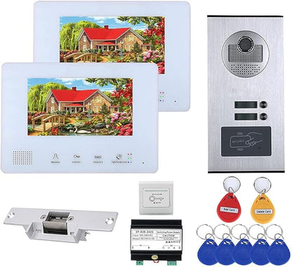 2 Apartment Bus 2 Line Video Doorbell Intercom System 7 Inch Electronic Door