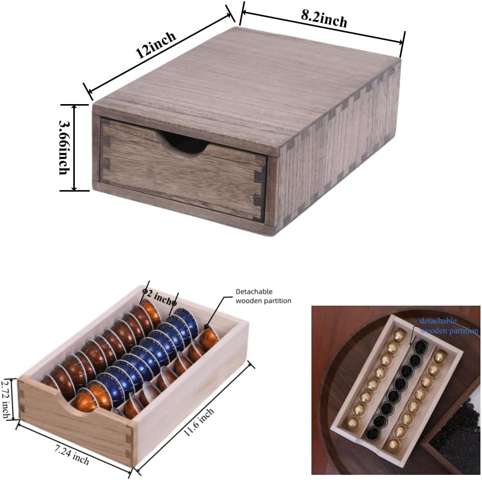 Coffee Pod Holders 1-Layer 1-Drawer Dark Brown (CF1D1C-DK)