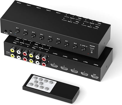 Azduou 4 AV Inputs + 4 HDMI 2.0 Inputs to HDMI Converter