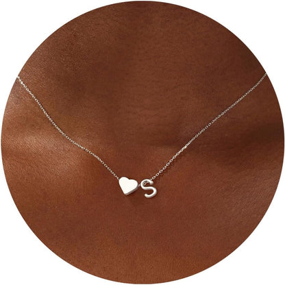 Turandoss Christmas Gifts for Grandkids - Dainty 18K Gold Plated Tiny Heart Initial A-Z Letter Pendant Necklace Stocking Stuffers for Teen Girls Jewelry